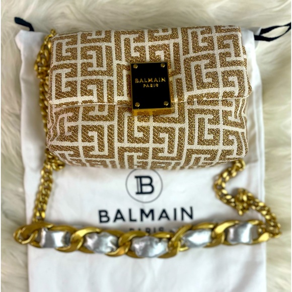 Balmain Handbags - Balmain
1945 Mini Monogram Jacquard Shoulder Bag